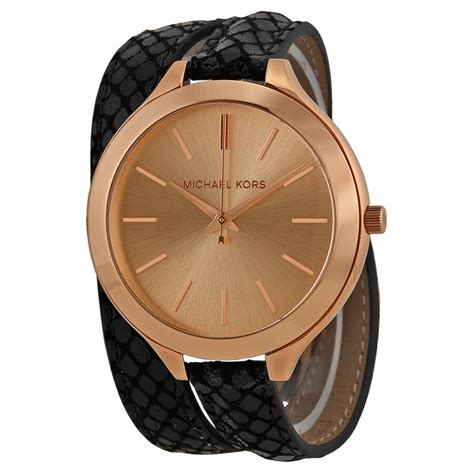 michael kors slim runway leather watch